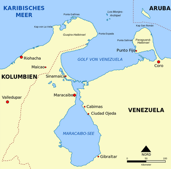 Karte Maracaibo See und Umgebung