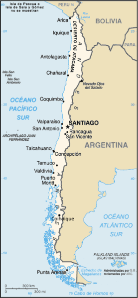 Politische Karte Chile Atacama Wüste Karte